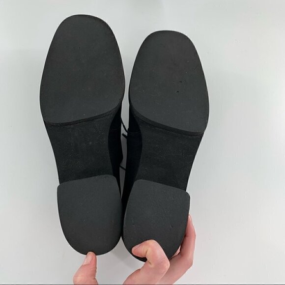 Stuart Weitzman flats size 9.5 black Oxfords chunky vintage 90s Academia - Picture 8 of 12